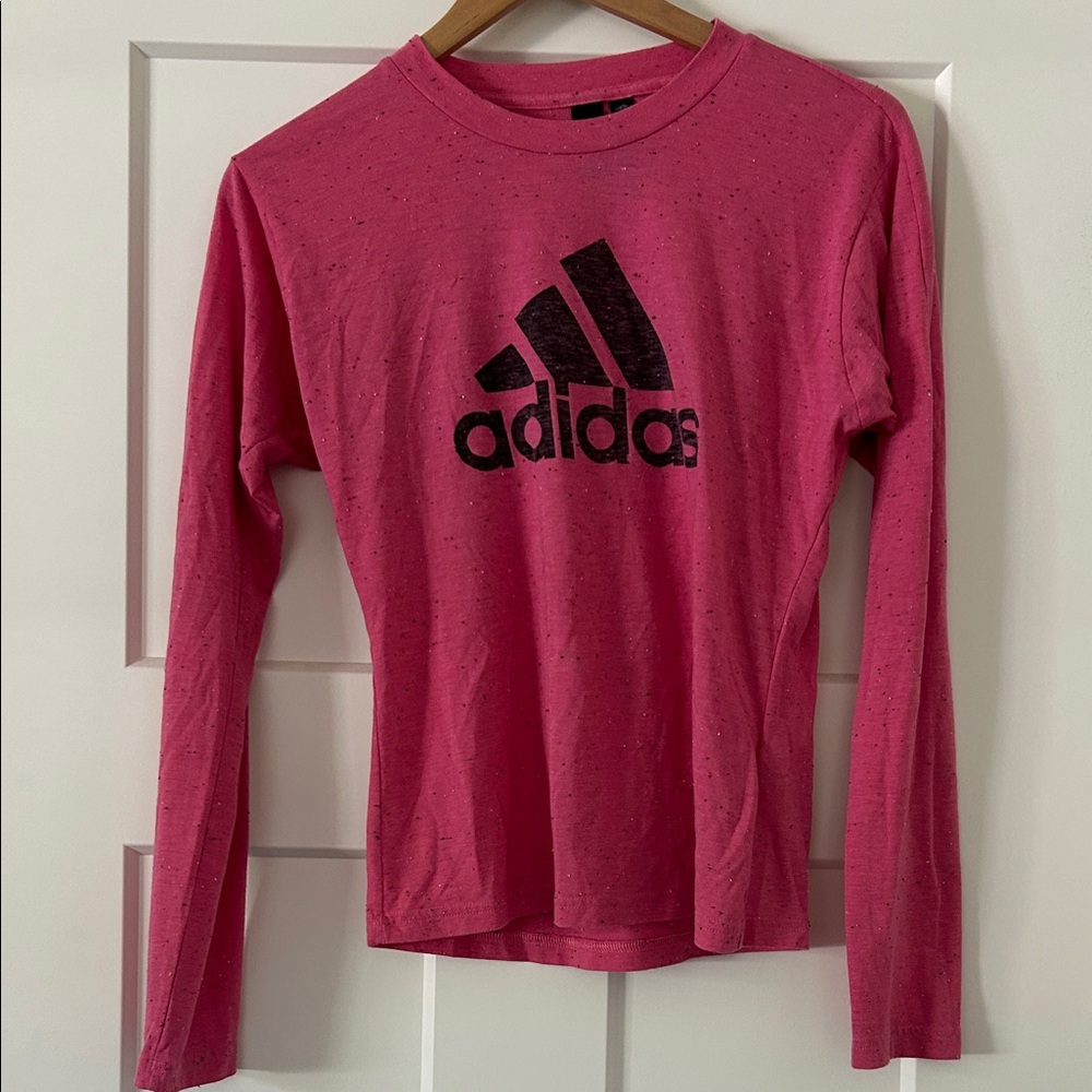 Adidas Kids Long Sleeve Tee in Pink and Black